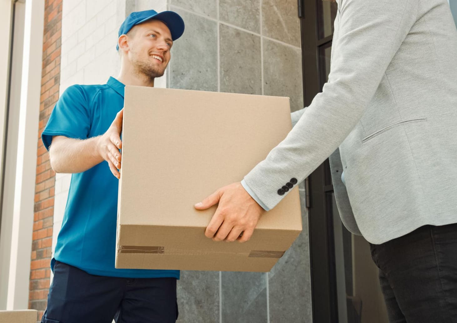 Courier delivering package to customer with reliable courier service Australia